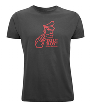 Load image into Gallery viewer, &quot;You! Boy!&quot; Standard Fit Jersey T-Shirt with Red Print
